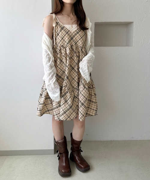 apres jour clair（アプレジュールクレア）の「【apres jour clair】アソートリボンキャミチュニック（チュニック・レディース・ブラウン系その他/ダークブラウン/ベージュ/アイボリー・X-LARGE/フリー）」の4枚目の写真