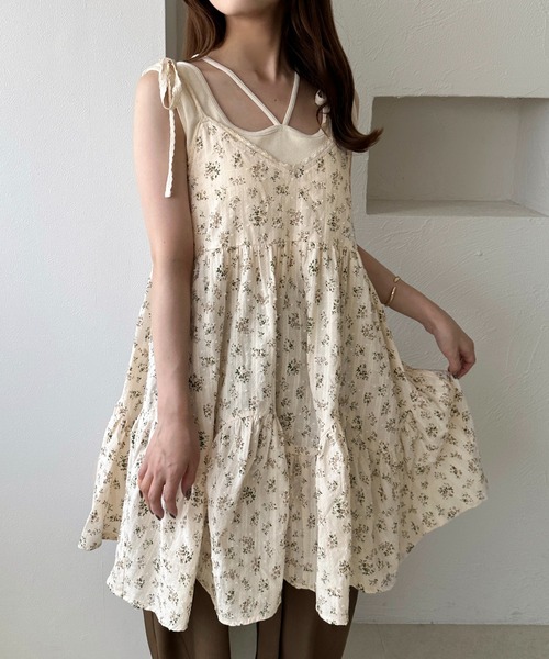 apres jour clair（アプレジュールクレア）の「【apres jour clair】アソートリボンキャミチュニック（チュニック・レディース・ブラウン系その他/ダークブラウン/ベージュ/アイボリー・X-LARGE/フリー）」の2枚目の写真
