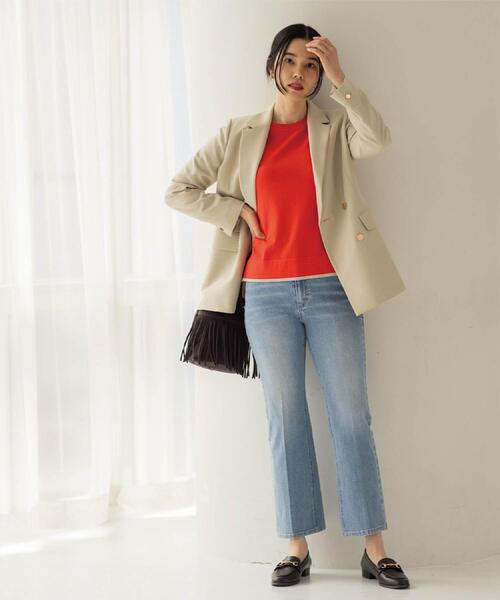 ストレッチセミフレアデニム【洗濯機洗い可】《SS-LLサイズ》（デニム