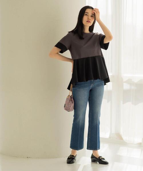 OPAQUE.CLIP（オペークドットクリップ）の「ストレッチセミフレアデニム【洗濯機洗い可】《SS-LLサイズ》（デニムパンツ・レディース・ライトブルー/ブルー系その他/ネイビー/サックスブルー・36/38/40/42/34/02/03）」の13枚目の写真