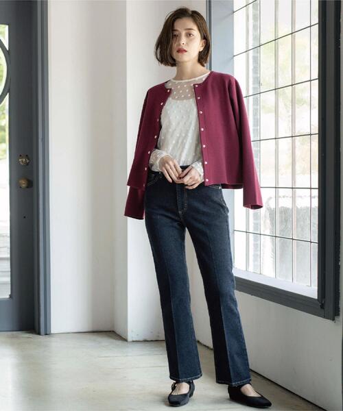 OPAQUE.CLIP（オペークドットクリップ）の「《SS-LLサイズ》ストレッチセミフレアデニム【洗濯機洗い可】（デニムパンツ・レディース・ライトブルー/ブルー系その他/ネイビー/サックスブルー・34/36/38/40/42/02/03）」の13枚目の写真