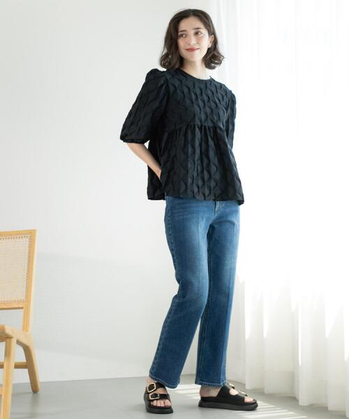 OPAQUE.CLIP（オペークドットクリップ）の「《SS-LLサイズ》ストレッチセミフレアデニム【洗濯機洗い可】（デニムパンツ・レディース・ライトブルー/ブルー系その他/ネイビー/サックスブルー・34/36/38/40/42/02/03）」の19枚目の写真