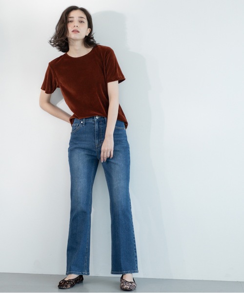 OPAQUE.CLIP（オペークドットクリップ）の「《SS-LLサイズ》ストレッチセミフレアデニム【洗濯機洗い可】（デニムパンツ・レディース・ライトブルー/ブルー系その他/ネイビー/サックスブルー・34/36/38/40/42/02/03）」の6枚目の写真