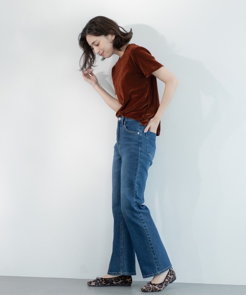 OPAQUE.CLIP（オペークドットクリップ）の「《SS-LLサイズ》ストレッチセミフレアデニム【洗濯機洗い可】（デニムパンツ・レディース・ライトブルー/ブルー系その他/ネイビー/サックスブルー・34/36/38/40/42/02/03）」の7枚目の写真