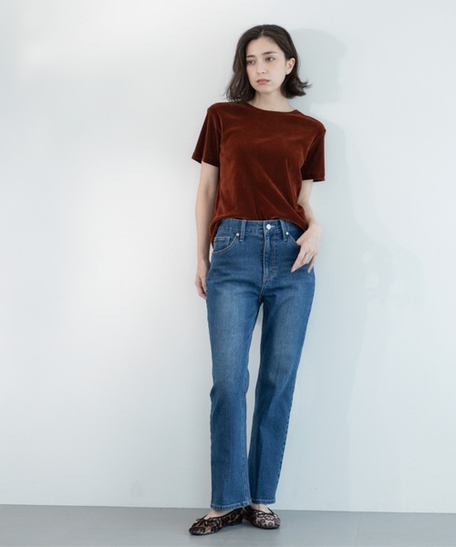 OPAQUE.CLIP（オペークドットクリップ）の「《SS-LLサイズ》ストレッチセミフレアデニム【洗濯機洗い可】（デニムパンツ・レディース・ライトブルー/ブルー系その他/ネイビー/サックスブルー・34/36/38/40/42/02/03）」の8枚目の写真