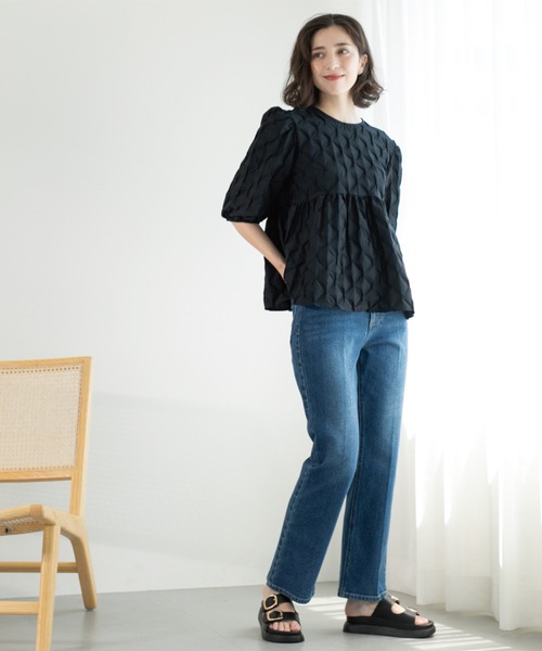 OPAQUE.CLIP（オペークドットクリップ）の「《SS-LLサイズ》ストレッチセミフレアデニム【洗濯機洗い可】（デニムパンツ・レディース・ライトブルー/ブルー系その他/ネイビー/サックスブルー・34/36/38/40/42/02/03）」の10枚目の写真