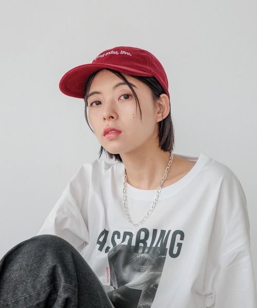 BAYFLOW(ベイフロー)の「コーデュロイ刺繍キャップ(キャップ・レディース・ボルドー/ブラウン/ライトベージュ・FREE)」の5枚目の写真