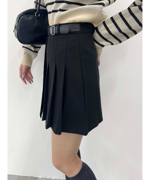 WEGO（ウィゴー）の「サイドプリーツベルトスカート（スカート・レディース・ブラック/グレー・FREE）」の13枚目の写真