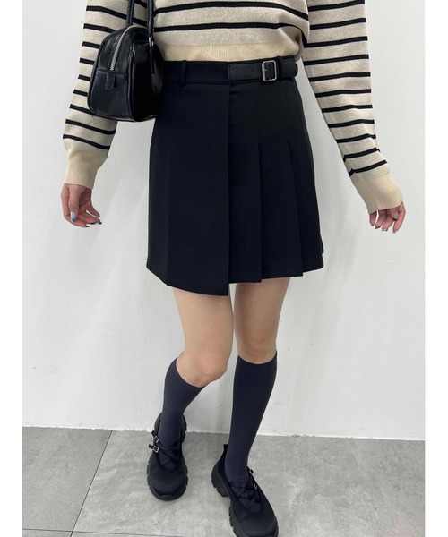 WEGO（ウィゴー）の「サイドプリーツベルトスカート（スカート・レディース・ブラック/グレー・FREE）」の15枚目の写真