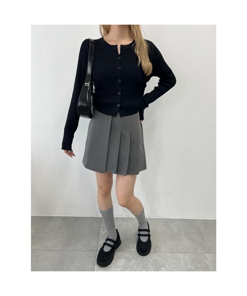 WEGO（ウィゴー）の「サイドプリーツベルトスカート（スカート・レディース・ブラック/グレー・FREE）」の4枚目の写真