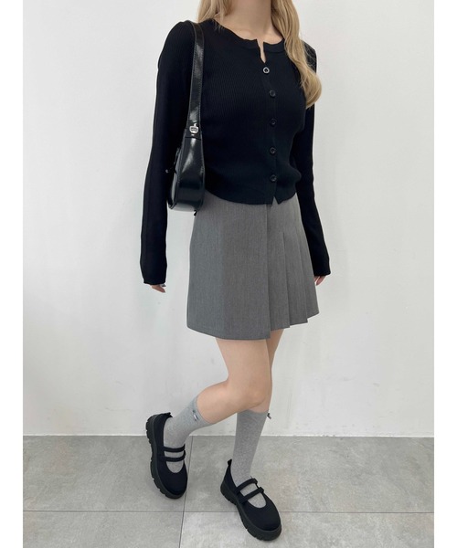 WEGO（ウィゴー）の「サイドプリーツベルトスカート（スカート・レディース・ブラック/グレー・FREE）」の5枚目の写真