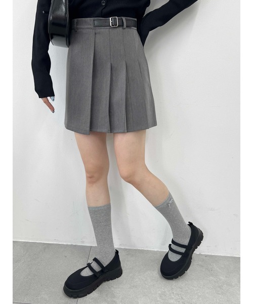 WEGO（ウィゴー）の「サイドプリーツベルトスカート（スカート・レディース・ブラック/グレー・FREE）」の7枚目の写真