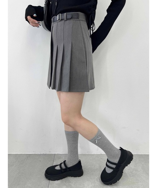 WEGO（ウィゴー）の「サイドプリーツベルトスカート（スカート・レディース・ブラック/グレー・FREE）」の9枚目の写真