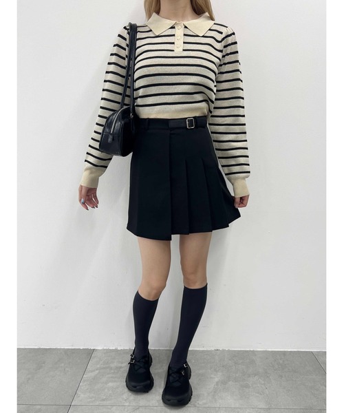 WEGO（ウィゴー）の「サイドプリーツベルトスカート（スカート・レディース・ブラック/グレー・FREE）」の16枚目の写真