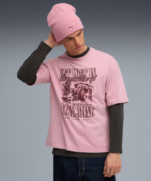 PUMA（プーマ）の「PUMA プーマ メンズ グラフィック パラダイス マインドセット ウォッシュド（Tシャツ/カットソー・メンズ・ブラック/ダークグリーン/ライトピンク・MEDIUM/X-LARGE/LARGE/SMALL/XX-LARGE）」の3枚目の写真