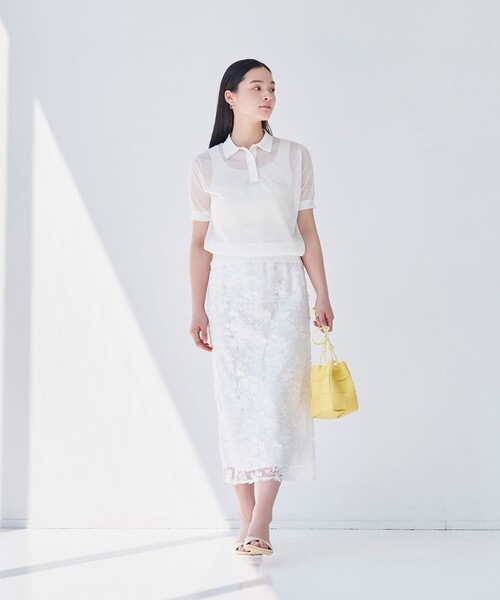 BIANCA(ビアンカ)の「【マルチシーン】華やかレーススカート(スカート・レディース・オフホワイト/ネイビー・40/38)」の5枚目の写真