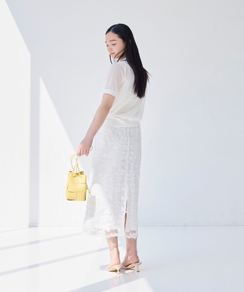 BIANCA(ビアンカ)の「【マルチシーン】華やかレーススカート(スカート・レディース・オフホワイト/ネイビー・40/38)」の6枚目の写真