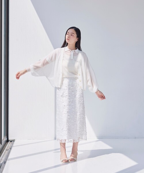 BIANCA(ビアンカ)の「【マルチシーン】華やかレーススカート(スカート・レディース・オフホワイト/ネイビー・40/38)」の8枚目の写真