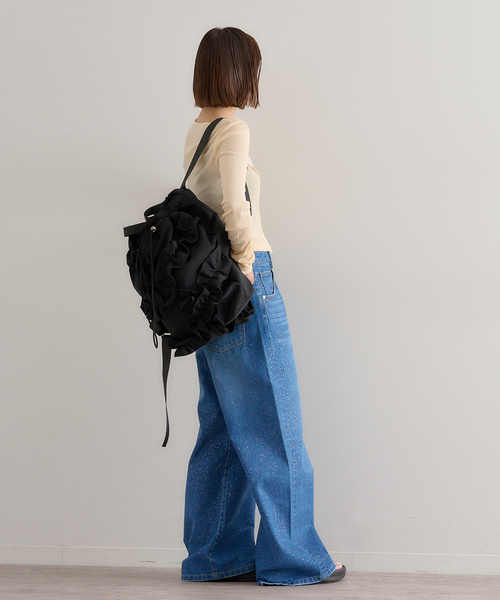 新品の未使用Casselini　リボンリュック　ブラック　フリルトート付き 追加》Casselini /キャセリーニ フリルナップサック2（バック