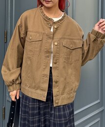 WILLOW | 【willow】ノーカラー微フリル袖ボリュームブルゾン(デニムジャケット)