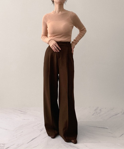 on:nue（オンニュ）の「【on:nue】[着用動画あり！/3色展開/3サイズ展開] とろみピンタックスラックスパンツ /2025 AW COLLECTION（スラックス・レディース・アイボリー/ブラック/ブラウン・SMALL/MEDIUM/LARGE）」の20枚目の写真