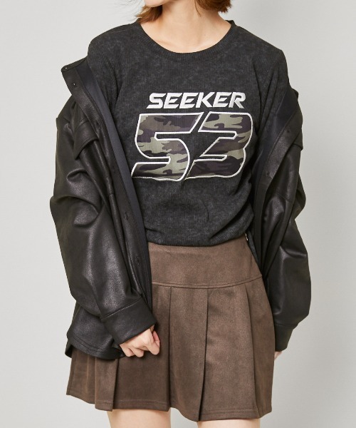 GORGE（ゴージ）の「《フェイクレザー見え×ゆるシルエット》一枚でサマ見え！合皮風ポンチジャケット（その他アウター・レディース・ブラック/ダークブラウン/ブラウン・F）」の2枚目の写真