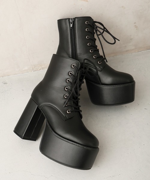 DEMETER(デメテル)の「厚底 プラットフォーム レースアップブーツ(ブーツ・レディース・ブラック・S/M/L/LL)」の19枚目の写真