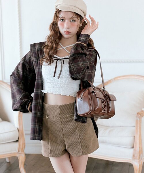 OLIVE des OLIVE（オリーブデオリーブ）の「【美脚見え◎】細見えショートパンツ（その他パンツ・レディース・ブラック/キャメル/ブラウン・FREE）」の18枚目の写真