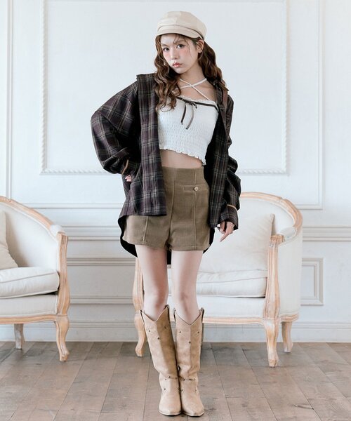 OLIVE des OLIVE（オリーブデオリーブ）の「【美脚見え◎】細見えショートパンツ（その他パンツ・レディース・ブラック/キャメル/ブラウン・FREE）」の19枚目の写真