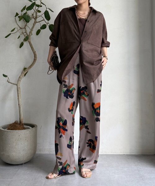 DouDou（ドゥドゥ）の「ビッグフラワープリントパンツ（その他パンツ・レディース・ベージュ/ブラウン・FREE）」の12枚目の写真