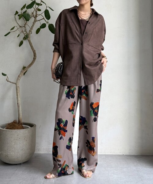 DouDou（ドゥドゥ）の「ビッグフラワープリントパンツ（その他パンツ・レディース・ベージュ/ブラウン・FREE）」の13枚目の写真