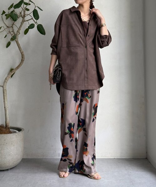 DouDou（ドゥドゥ）の「ビッグフラワープリントパンツ（その他パンツ・レディース・ベージュ/ブラウン・FREE）」の14枚目の写真