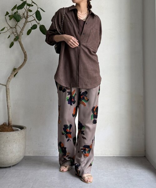 DouDou（ドゥドゥ）の「ビッグフラワープリントパンツ（その他パンツ・レディース・ベージュ/ブラウン・FREE）」の15枚目の写真