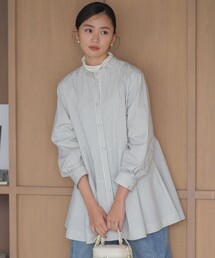 コンパクトシャーティング チュニックブラウス