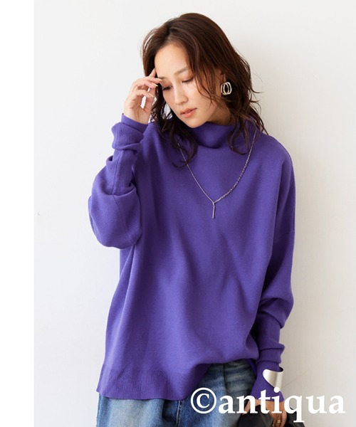 未使用級★tumugu★ウール アンゴラ ボアプルオーバー★ボトルネック ニット ボトルネックニット（ニット/セーター）｜antiqua（アンティカ）の