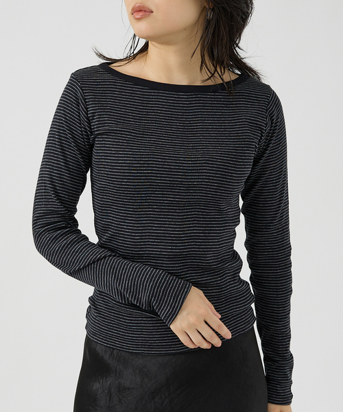 MILLER（ミラー）の「【Robert P. Miller】パネルリブボートネックTEE / ロンT / 長袖（Tシャツ/カットソー・レディース・ホワイト/ブラック/グレー/ピンク/ブラック系その他/ブラウン系その他/ブルー系その他・フリー）」の3枚目の写真