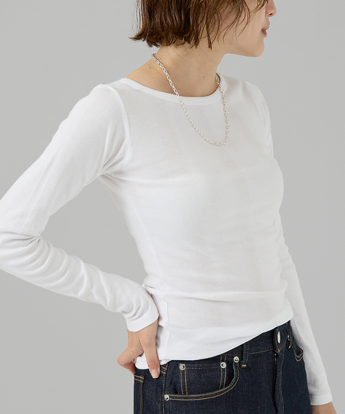 MILLER（ミラー）の「【Robert P. Miller】パネルリブボートネックTEE / ロンT / 長袖（Tシャツ/カットソー・レディース・ホワイト/ブラック/グレー/ピンク/ブラック系その他/ブラウン系その他/ブルー系その他・フリー）」の2枚目の写真