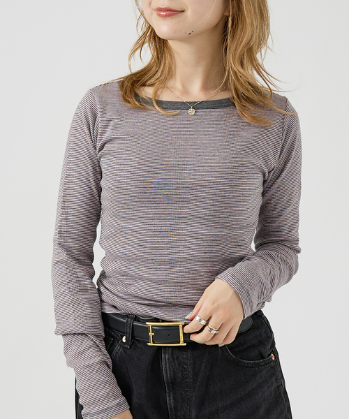 MILLER（ミラー）の「【Robert P. Miller】パネルリブボートネックTEE / ロンT / 長袖（Tシャツ/カットソー・レディース・ホワイト/ブラック/グレー/ピンク/ブラック系その他/ブラウン系その他/ブルー系その他・フリー）」の7枚目の写真