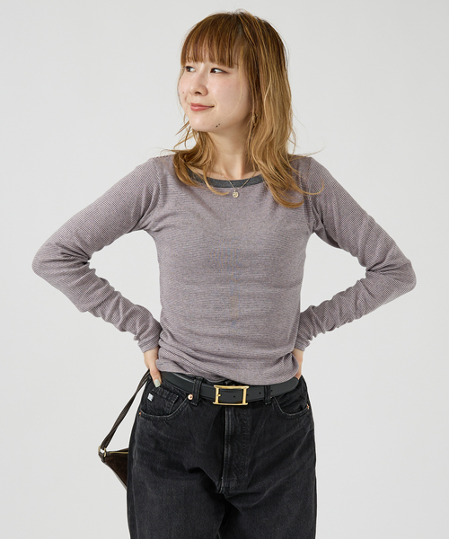 MILLER（ミラー）の「【Robert P. Miller】パネルリブボートネックTEE / ロンT / 長袖（Tシャツ/カットソー・レディース・ホワイト/ブラック/グレー/ピンク/ブラック系その他/ブラウン系その他/ブルー系その他・フリー）」の14枚目の写真