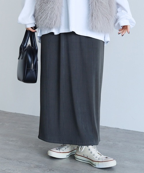 reca(レカ)の「ストライププリーツスカート(スカート・レディース・ベージュ/チャコールグレー/グレー・M)」の13枚目の写真