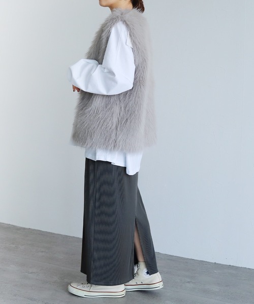 reca(レカ)の「ストライププリーツスカート(スカート・レディース・ベージュ/チャコールグレー/グレー・M)」の14枚目の写真