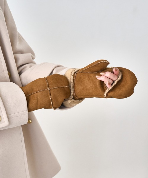 ROPE' PICNIC(ロペピクニック)の「洗えるひも付きミトングローブ(手袋・レディース・ベージュ/ライトグレー/ブラウン系その他3・FREE)」の22枚目の写真