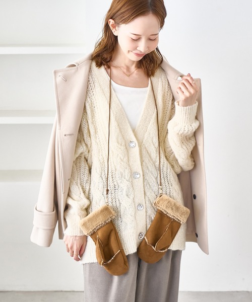 ROPE' PICNIC(ロペピクニック)の「洗えるひも付きミトングローブ(手袋・レディース・ベージュ/ライトグレー/ブラウン系その他3・FREE)」の21枚目の写真