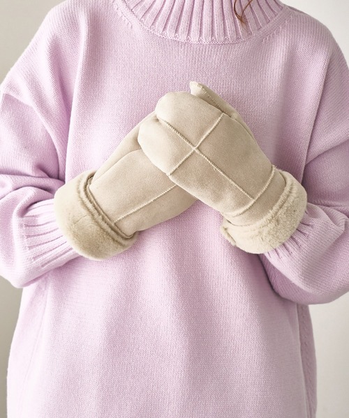 ROPE' PICNIC(ロペピクニック)の「洗えるひも付きミトングローブ(手袋・レディース・ベージュ/ライトグレー/ブラウン系その他3・FREE)」の20枚目の写真