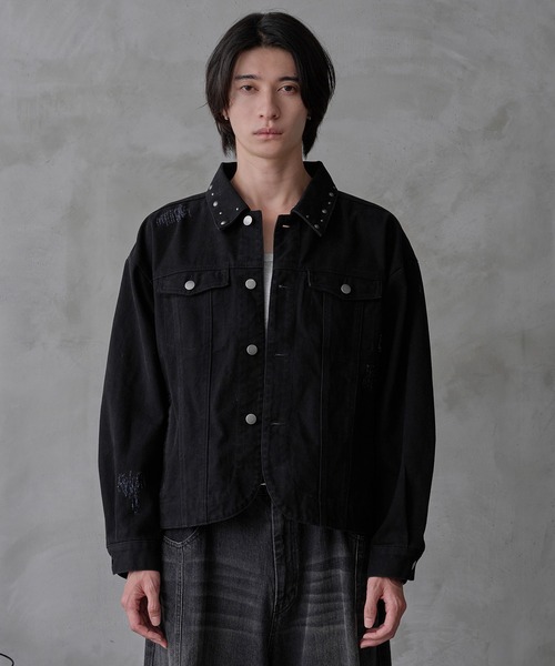 EPNK（イーピーエヌケー）の「Studs damage denim jacket