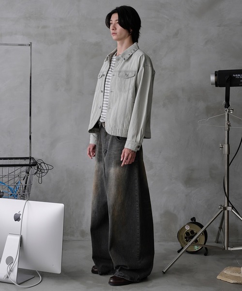 Studs damage denim jacket / スタッズダメージデニムジャケット