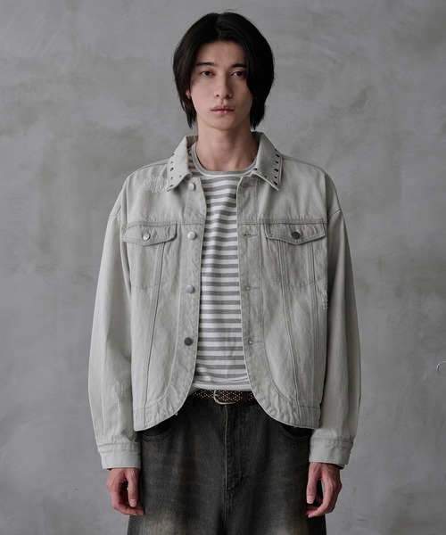 セール】Studs damage denim jacket / スタッズダメージデニム