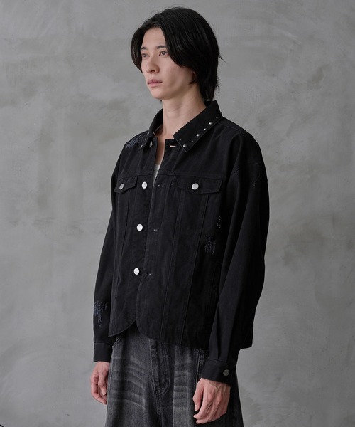 【完売サイズ】EPNK スタッズダメージデニムジャケット　ブラウン　Mサイズ m88663465799_1.jpg?1758283769