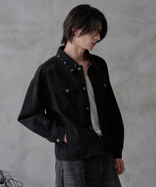 EPNK（イーピーエヌケー）の「Studs damage denim jacket / スタッズ