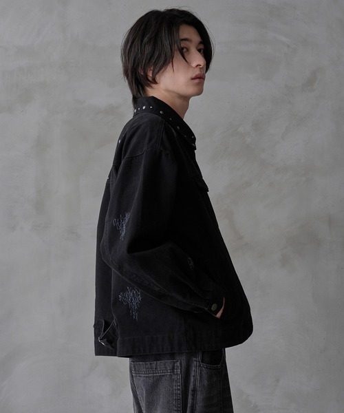 【完売サイズ】EPNK スタッズダメージデニムジャケット　ブラウン　Mサイズ 完売サイズ】EPNK スタッズダメージデニムジャケット ブラウン M